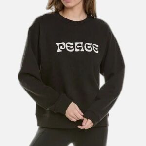 Spiritual Gangster Embroidered Peace Crewneck Sweatshirt Black Size Large NWT
